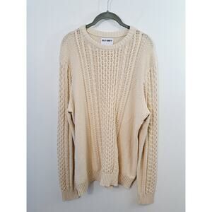 Old Navy Men's Cream Fisherman Sweater In Size Large